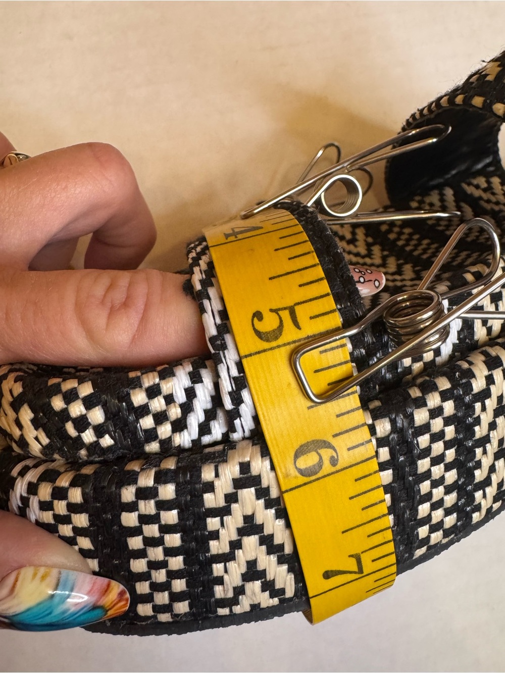 Liliana Black & Cream Patterned Woven Platform Sandals - Picture 6 of 8